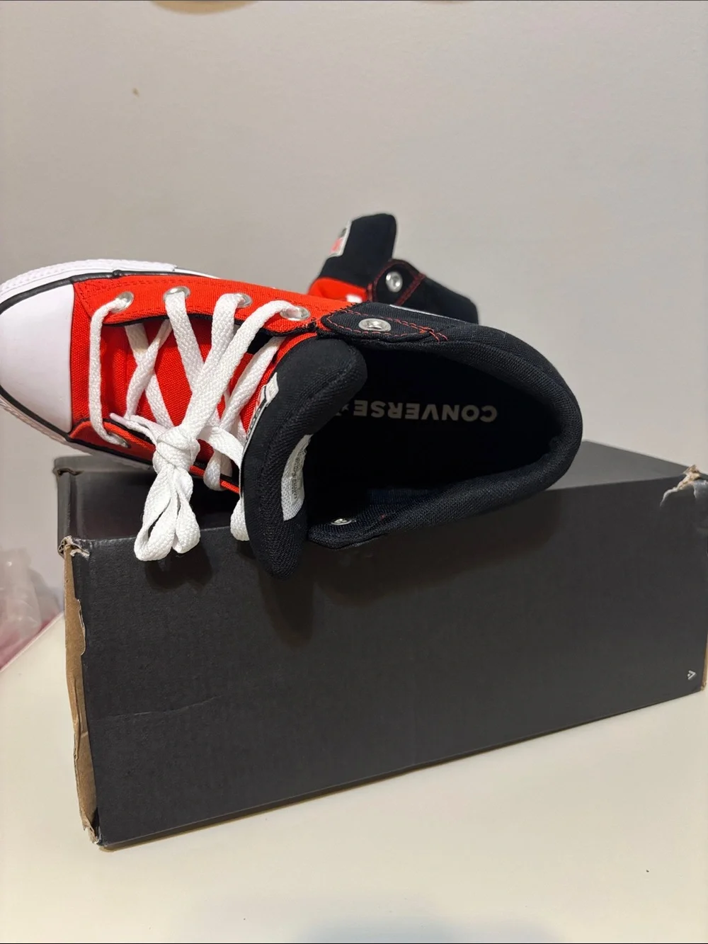 Converse High Top Sneakers in Red and Black